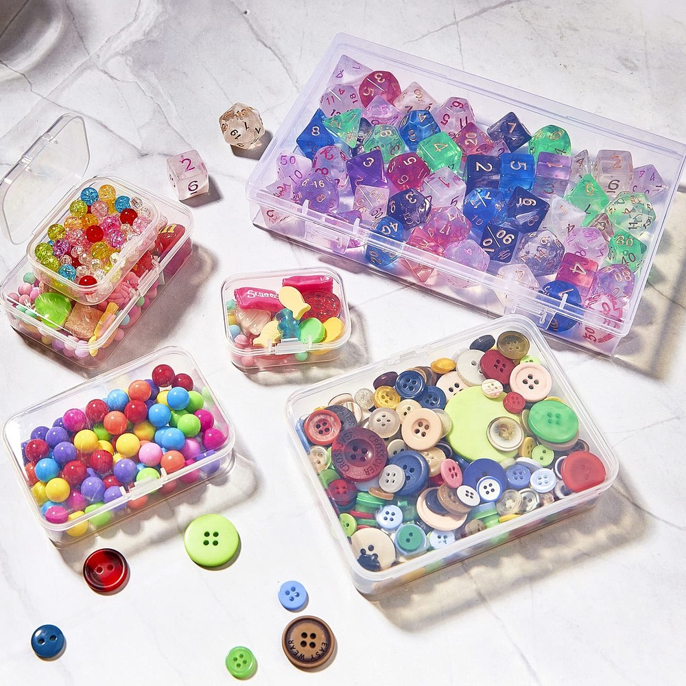 24 Pack Mixed Sizes Rectangular Mini Plastic Containers Clear Plastic Storage...