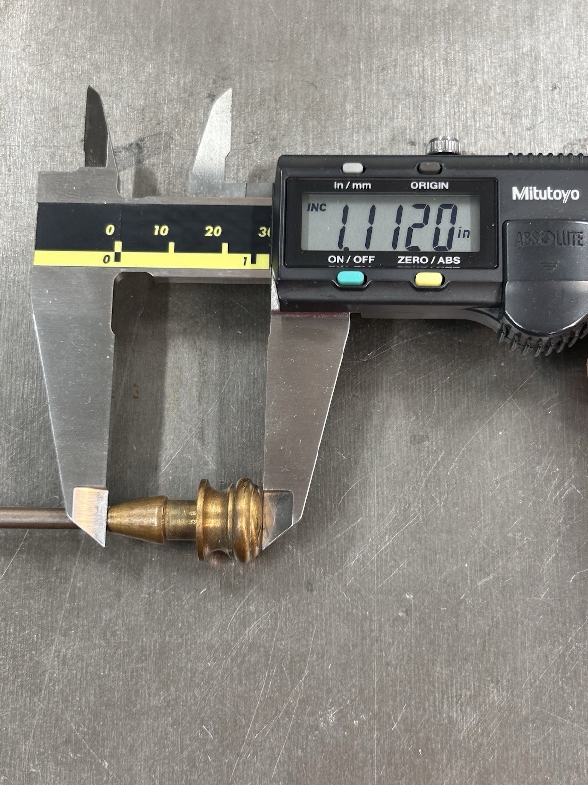 QTY 1 ANTIQUE CARD CATALOG SKEWER ROD WITH BRONZE KNOB AND BRONZE PLATED ROD