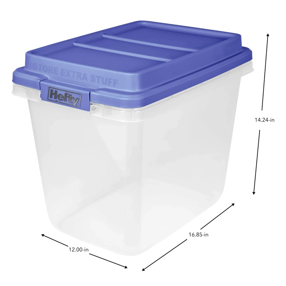 (2 pack) Hefty, 32 Quart Clear Storage Bin, Latched Storage Container