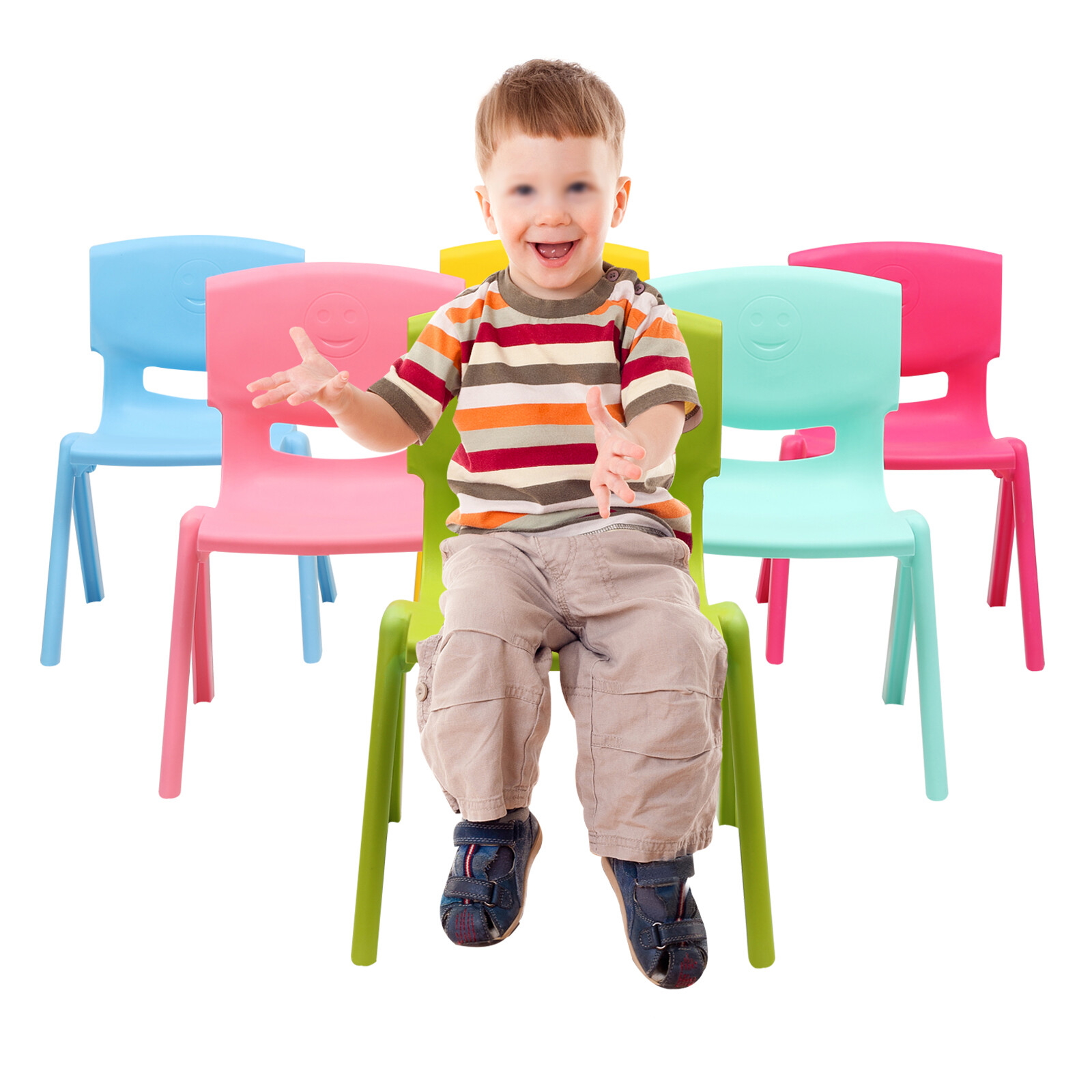 6x Stackable School Chairs PP Child Chair 100kg load Multicolor Indoor & Outdoor
