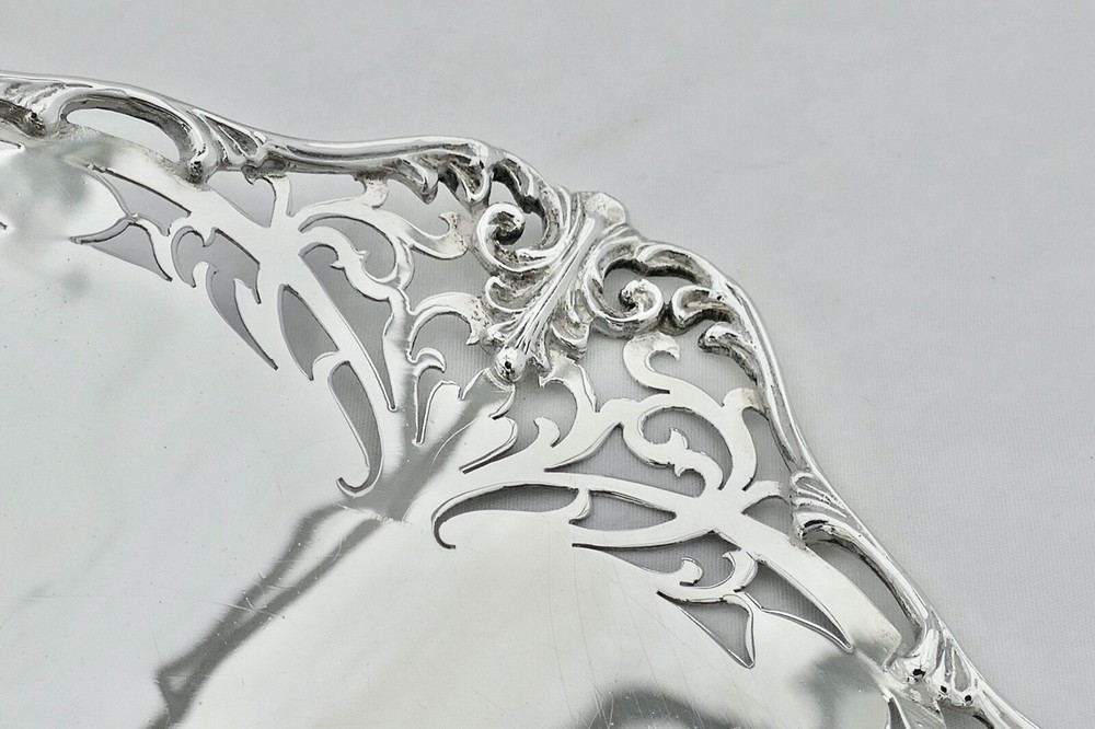 RARE GEORGE VI HM STERLING SILVER PIERCED RECTANGULAR FRUIT BOWL 1938