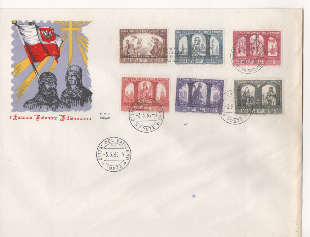 VATICAN - FDC - 1966 - SACRUM - POLONIAE - MILLENNIUM - SILIGATE
