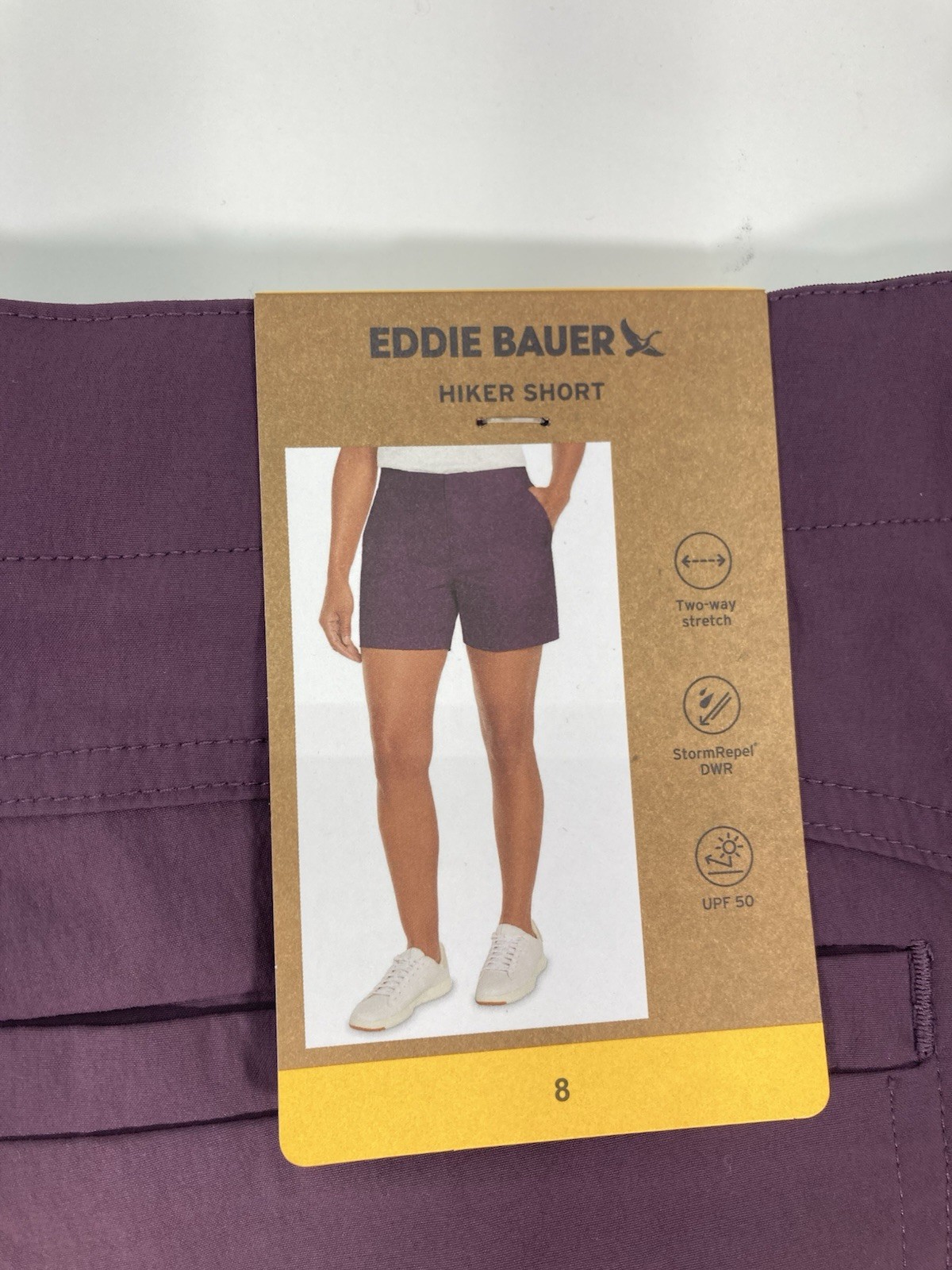 Eddie Bauer Performance Hiker Shorts Women 8 32X7 Purple Eggplant Stretch NWT