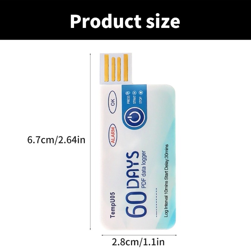 60 Days Disposable Temperature Logger USB Data Logger for Cold Chain Transport