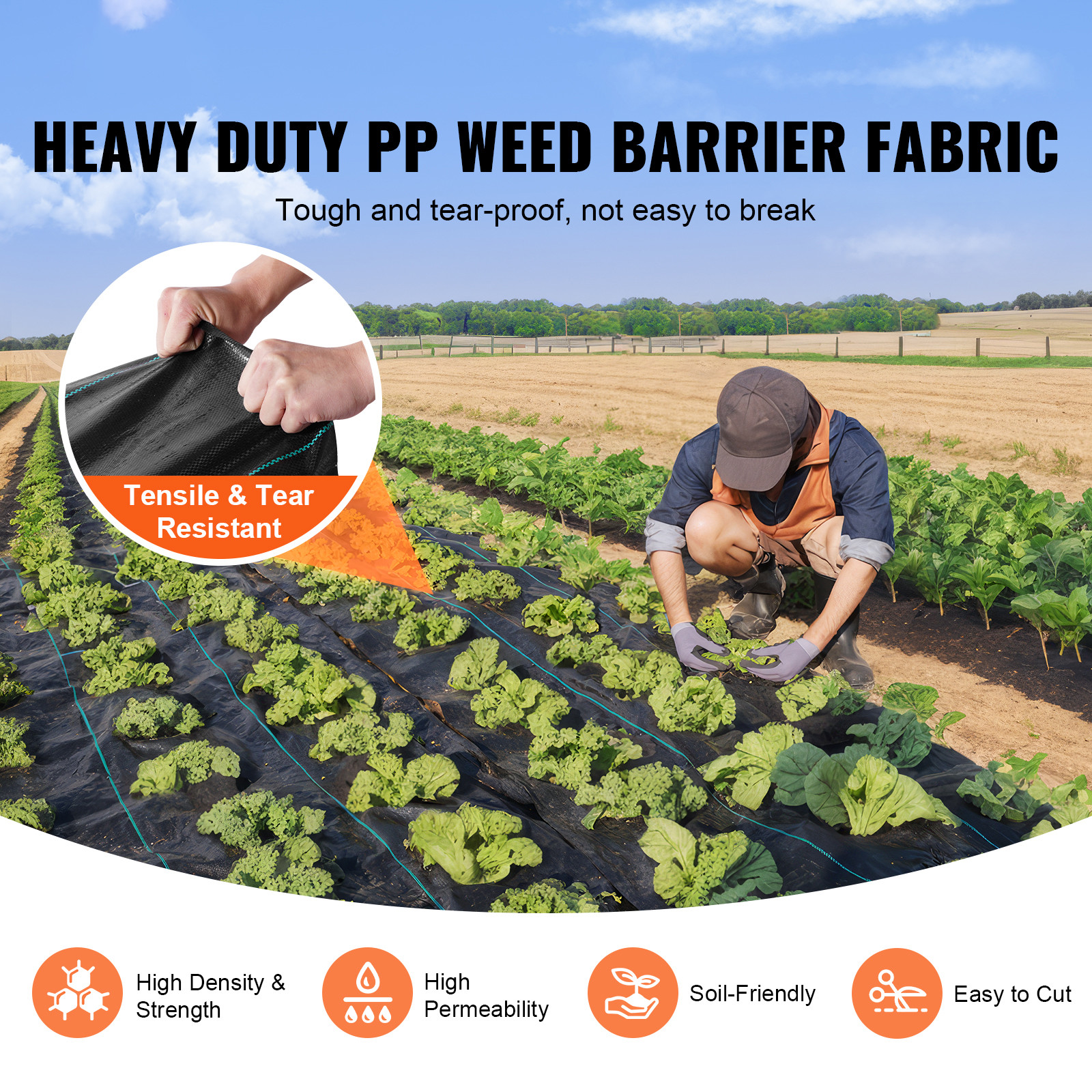 Weed Barrier Landscape Fabric 13*108FT 5OZ Geotextile Weed Control Mat