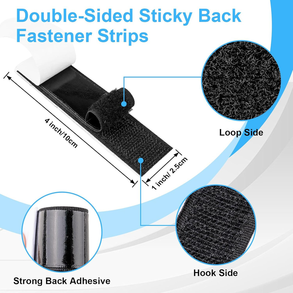 32 Sets Hook and Loop Strips with Adhesive 1X4 Inch Strips for Home Office