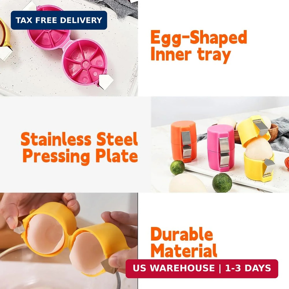 3 PCS Egg Shell Opener Egg Separator for Raw Eggs,Hard Boiled Egg Peeler Egg Cub
