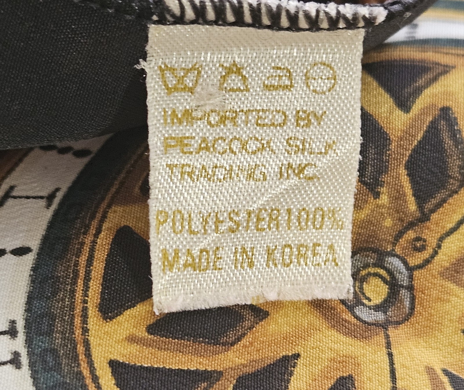 Vtg Peacock Trading Co Scarf 36" Sq Deep Green Gold W Clocks KOREA Silky Soft