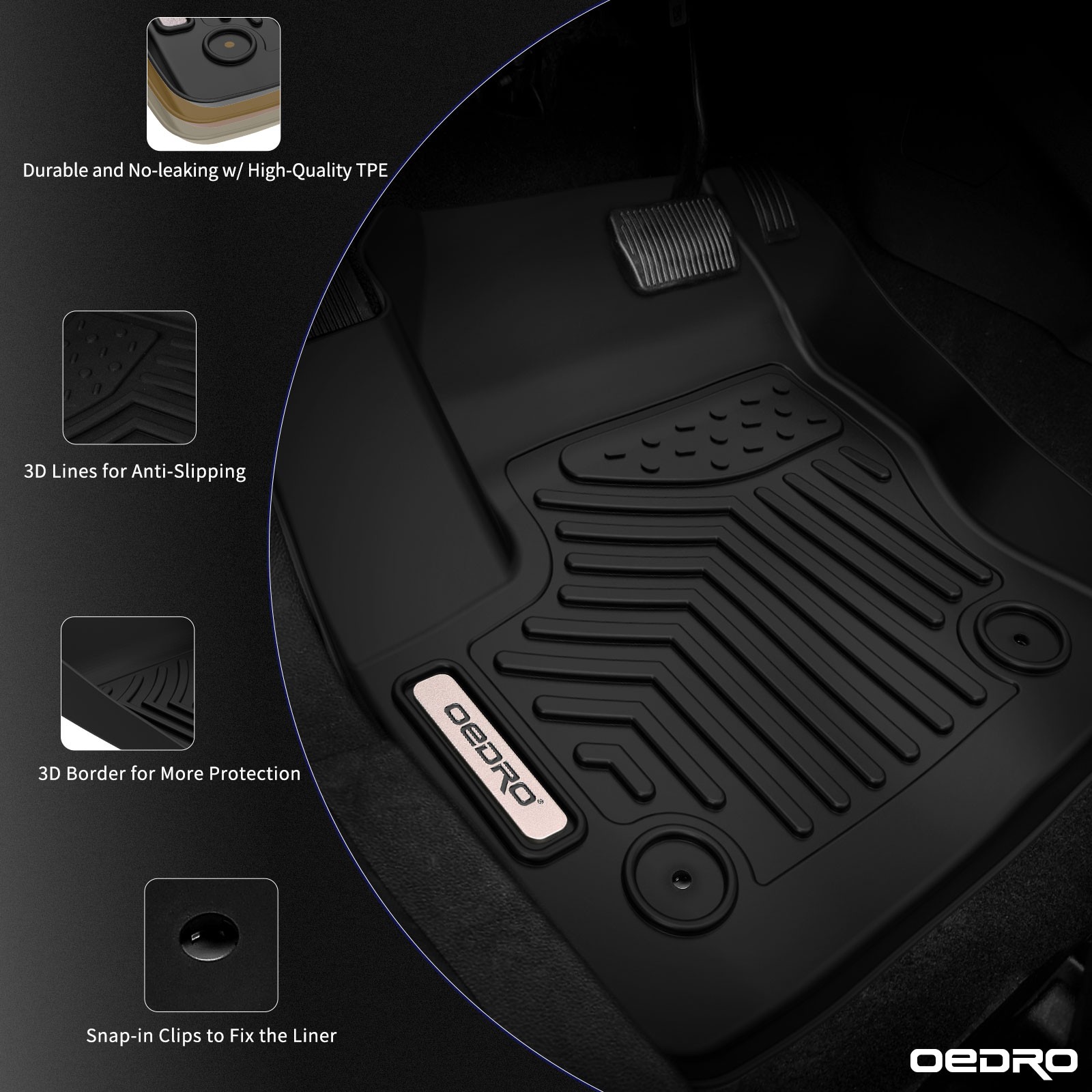 Floor Mats for 2017-2024 Nissan Titan Crew Cab TPE All-Weather 2 Row Liners