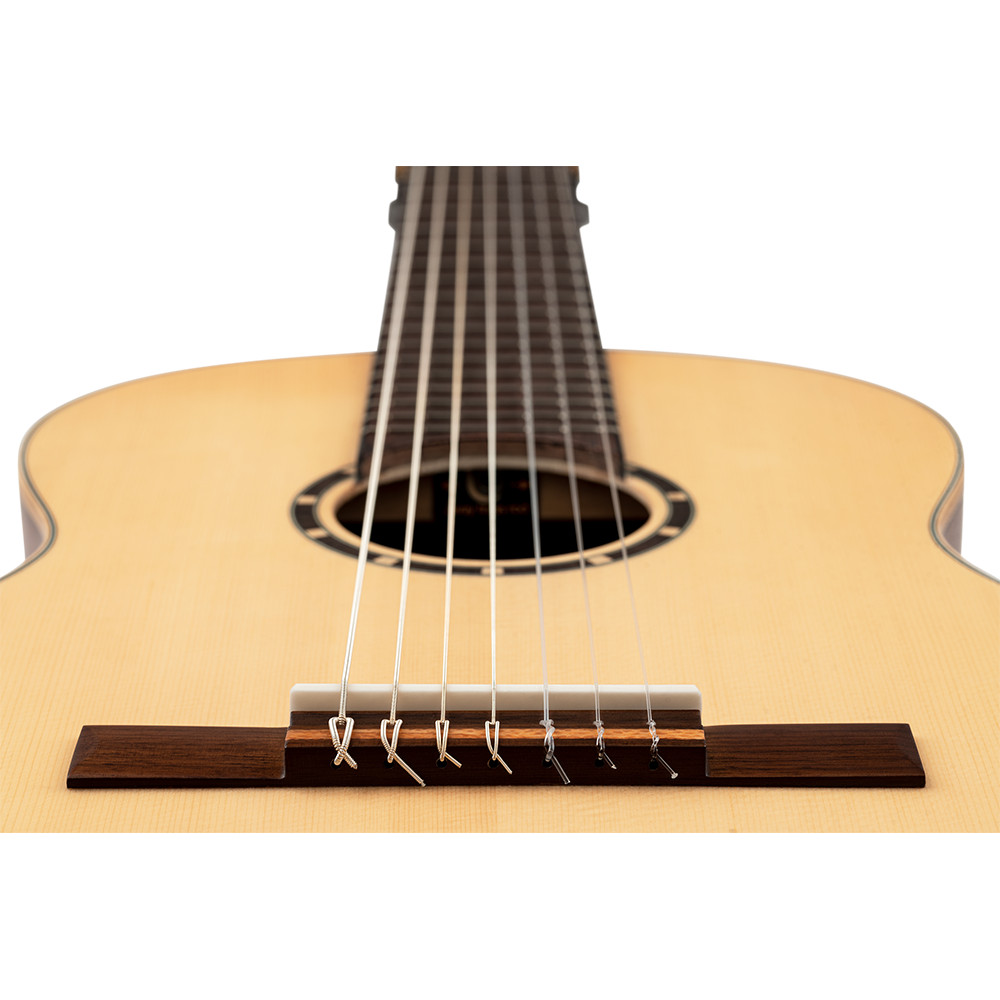 Ortega R133-7 - Pro 7-String Solid Top Nylon Classical Guitar w/ Bag