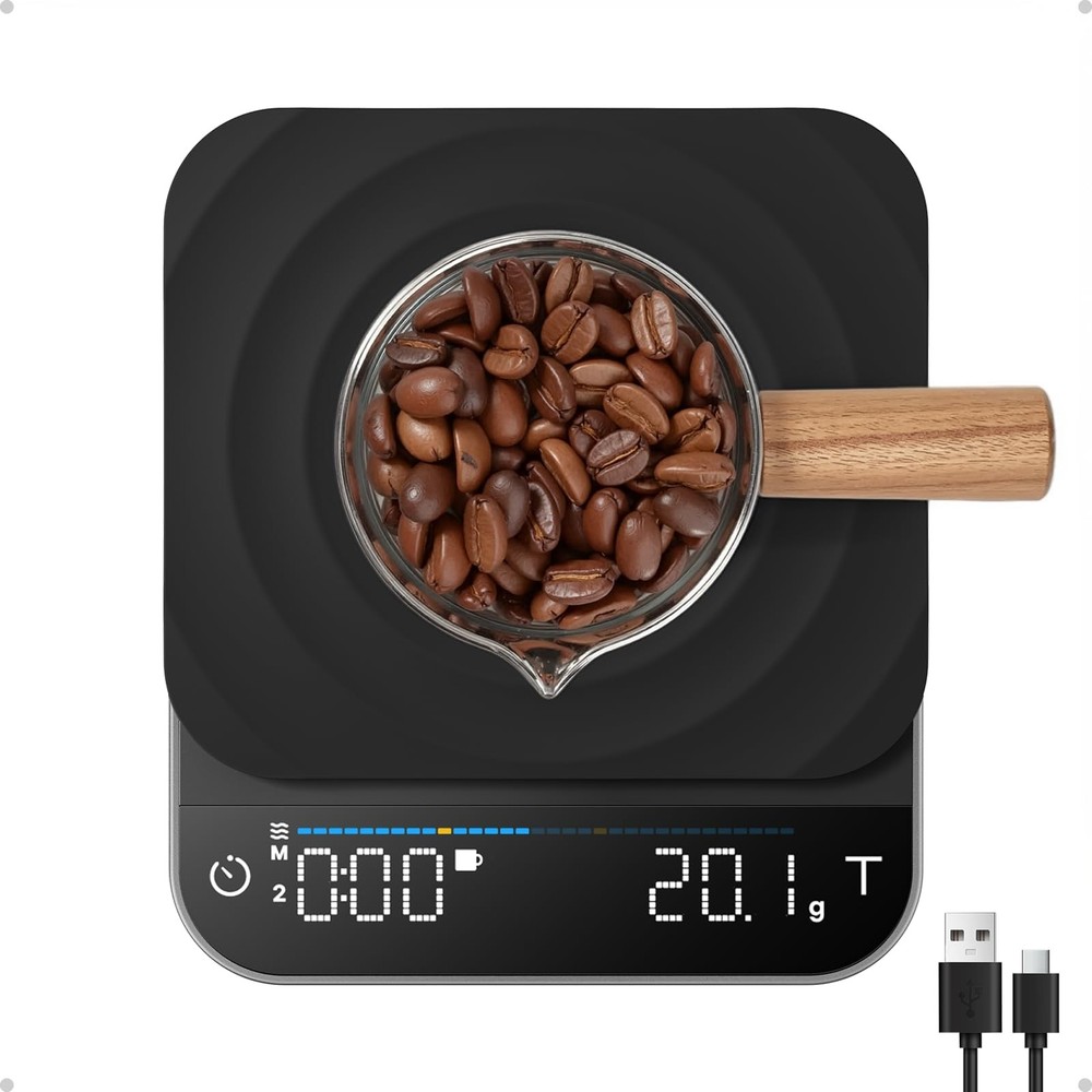 0.1g Precise Espresso Scale with Timer Flow Rate Indicator Rechargeable