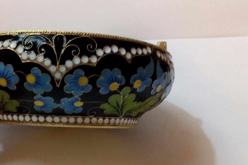 Soviet Russian 916 silver enamel Sugar Bowl
