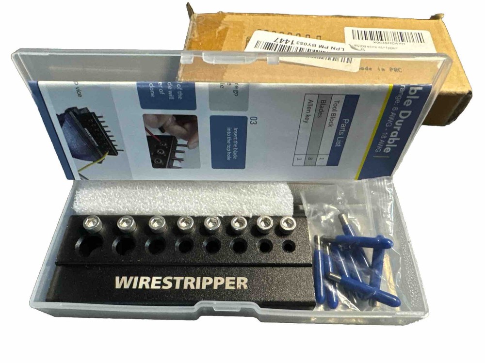 Wire Stripper Machine Block 8 Blades WSM400 Adjustable Depth Electrical Gauge