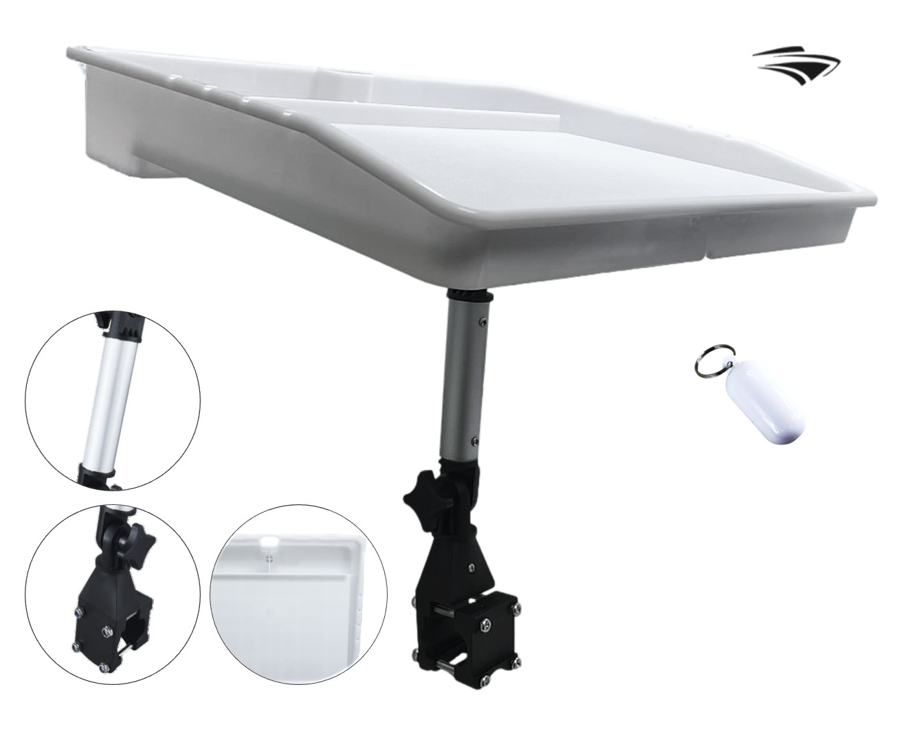 PactradeMarine Adjustable Bait Cutting Board Rail Mount with Angled Leg for Boat