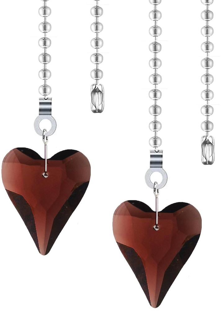 Ceiling Fan Pull Chain Extender, 2-Pack 12 Inch Crystal Heart Decorative Pull...