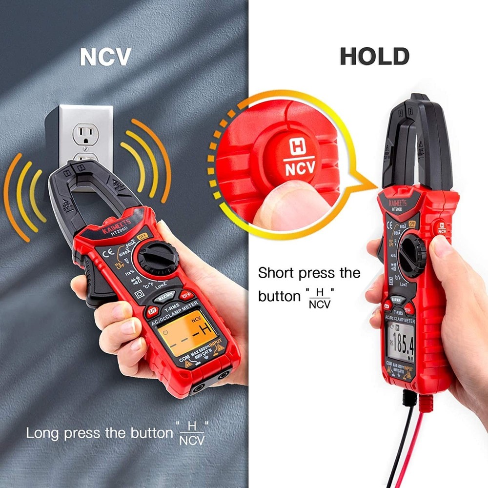 High Precision Digital Clamp Meter - 600V AC/DC Tester with Safety Certification