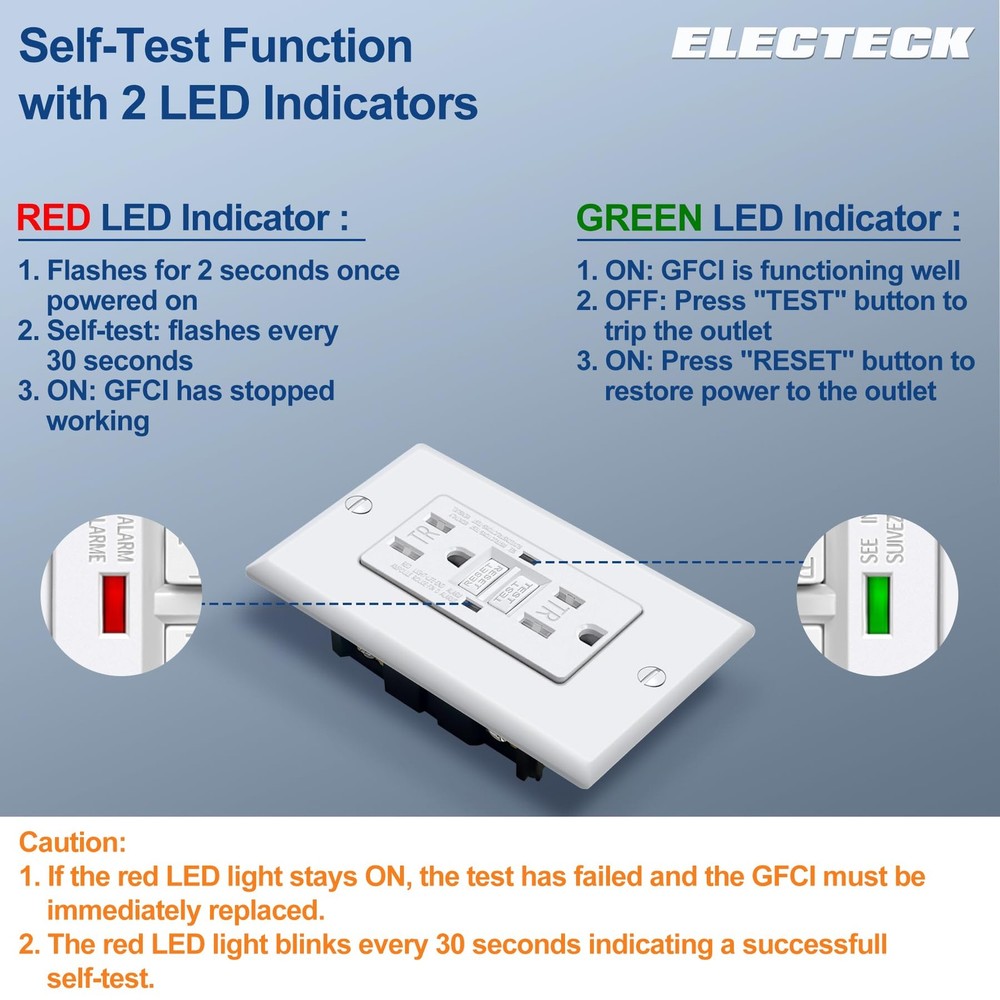 ELECTECK 10 Pack 15A GFCI Outlets Tamper Resistant