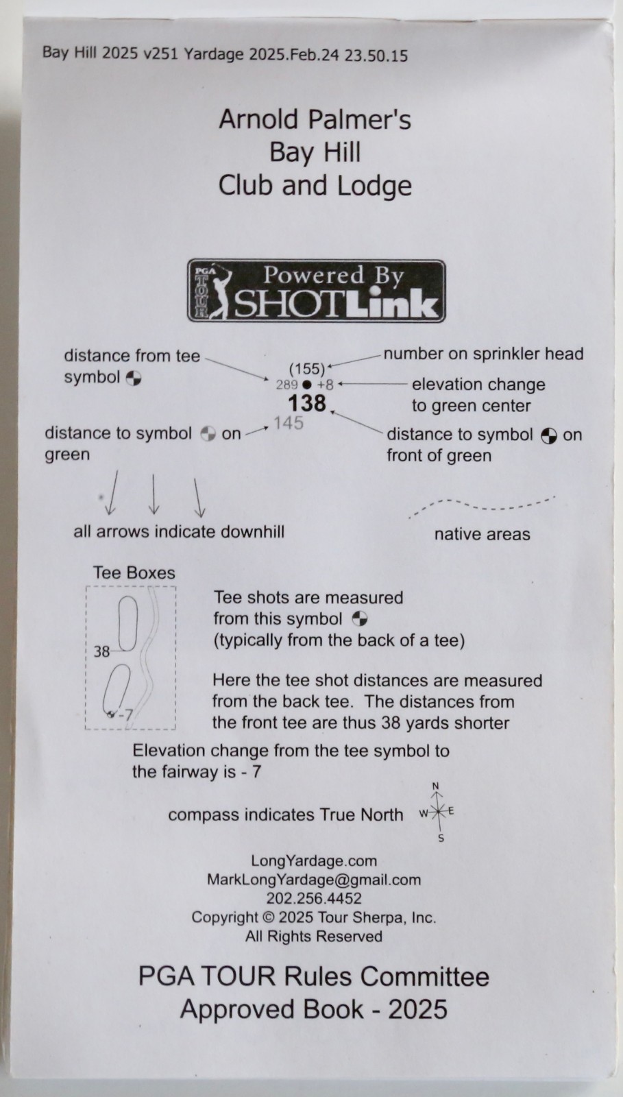 Arnold Palmer Invitational Bay Hill Club and Lodge Yardage Book 2025 PGA