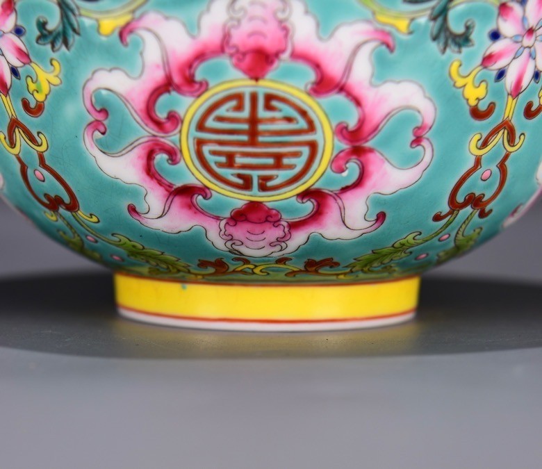 5.9'' YongZheng Marked Enamel Colour Porcelain bat flower pattern Bowl Bowls