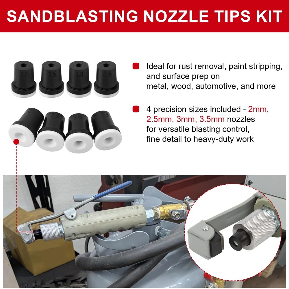 Sandblasting Nozzle Tips Kit, Abrasive Blast Sandblaster Gun Ceramic Tips 2mm...