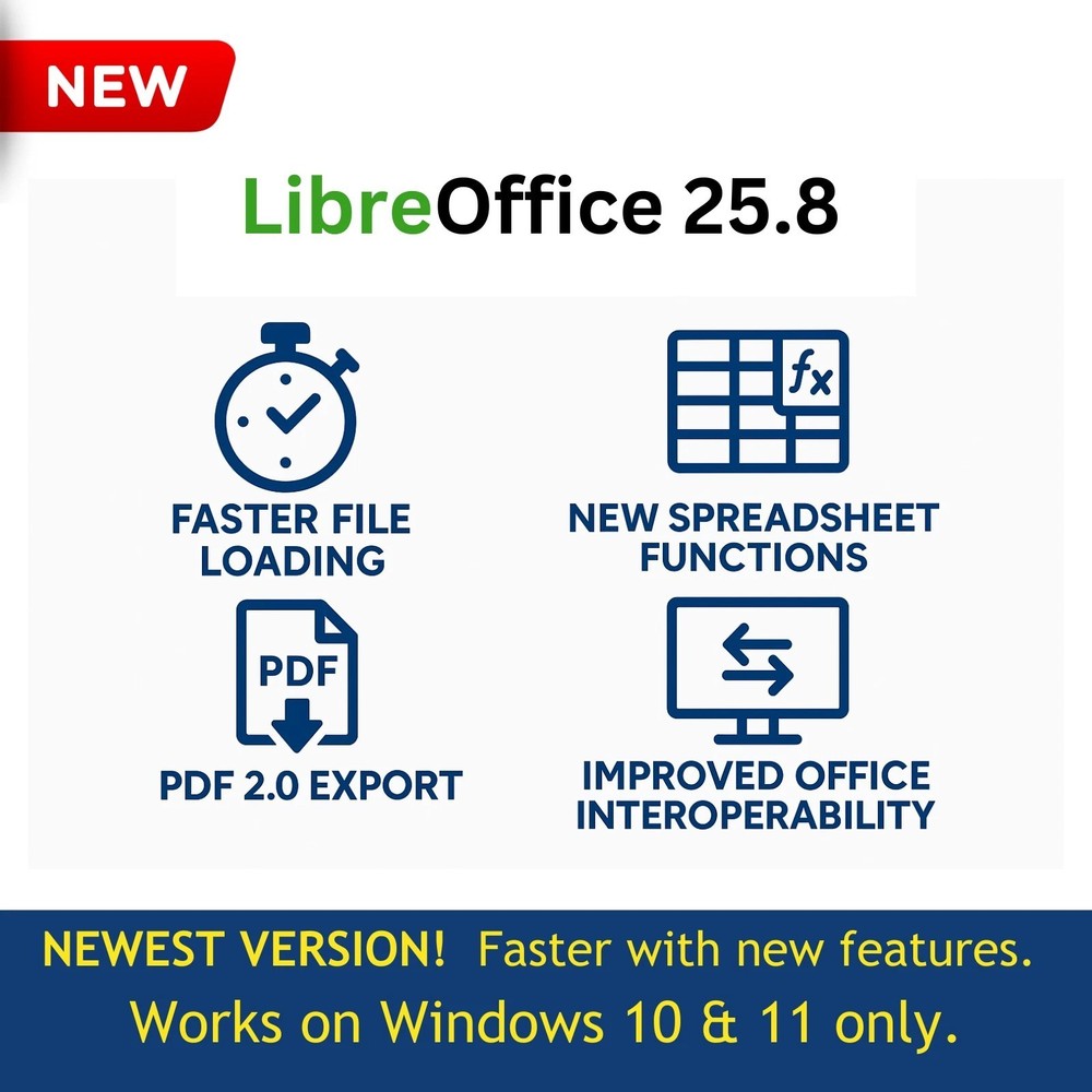 LibreOffice Software Suite for Windows ~ Word Process, Home Student Business CD