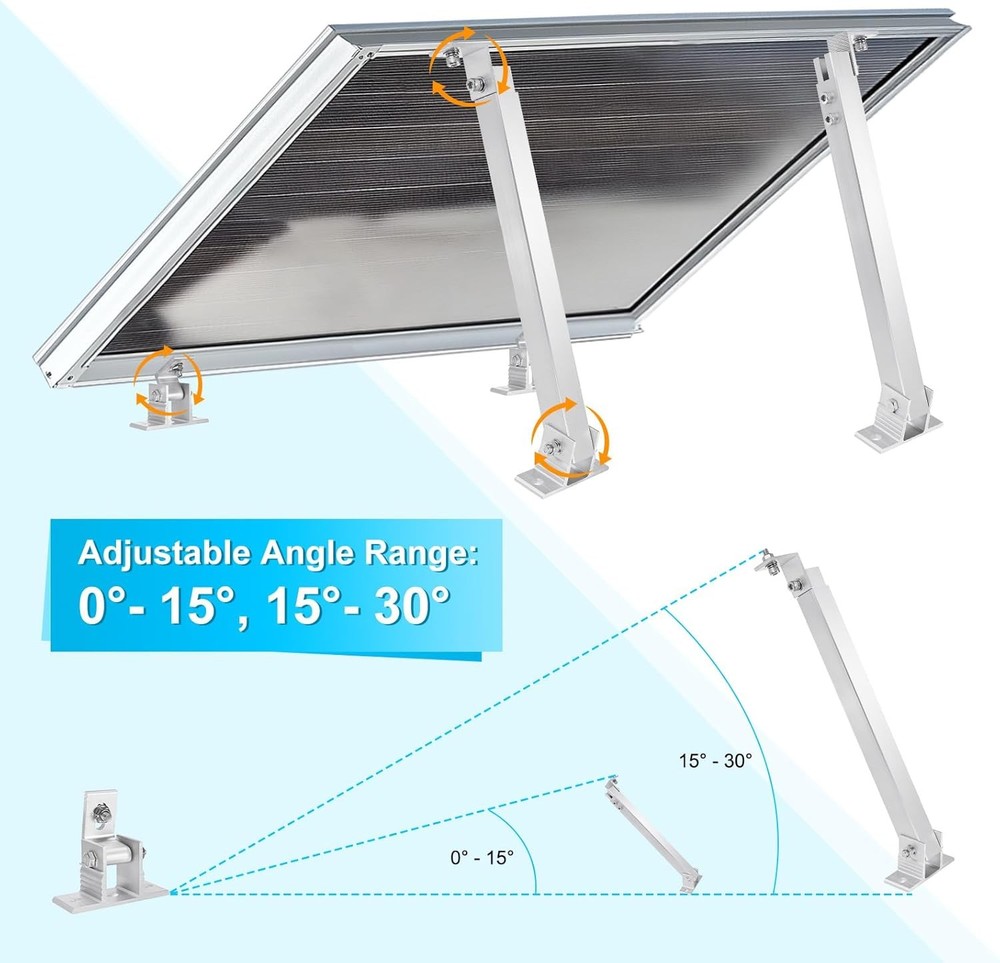2 Sets Adjustable Solar Panel Tilts Mount Brackets Aluminum Alloy Mounting Brack