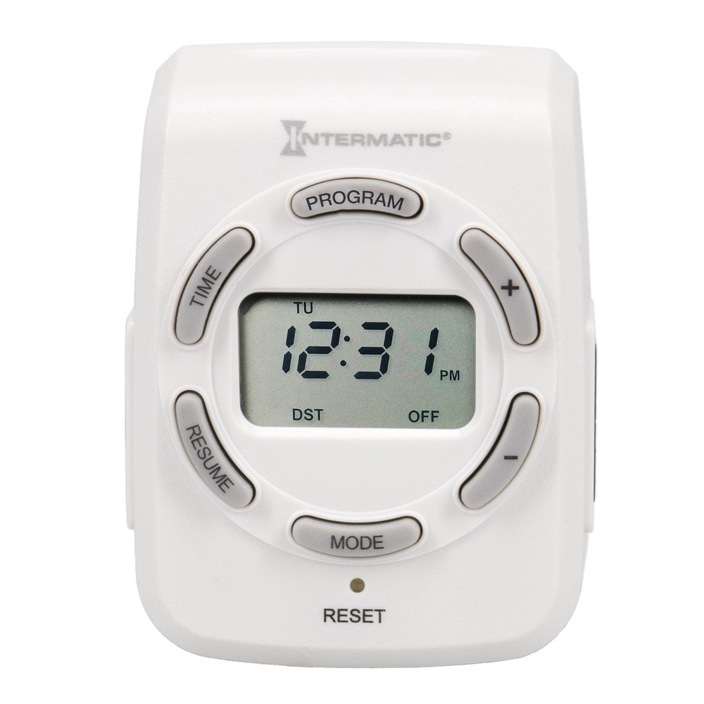 Intermatic DT122K 15-Amp Digital Indoor Timer - 7-Day Programming & White