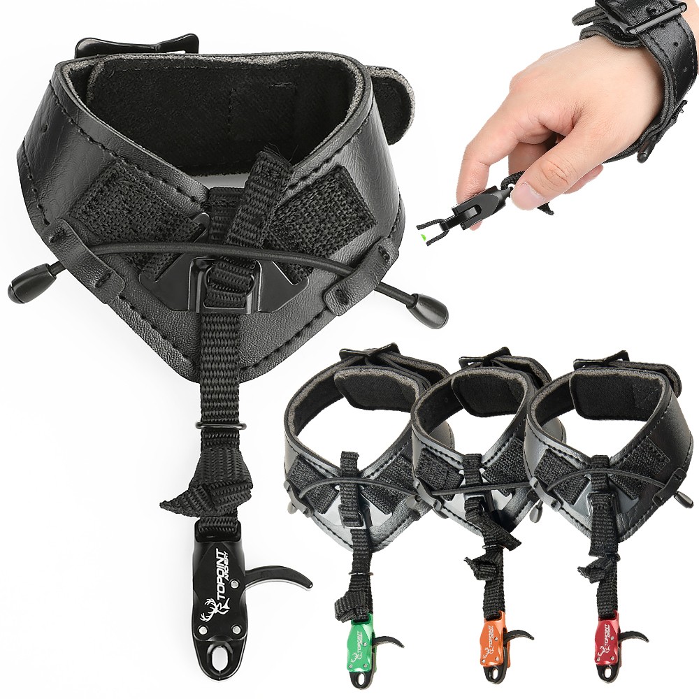 Compound Bow Wrist Release Aids Thumb Trigger Adjustable Strap Archery Caliper