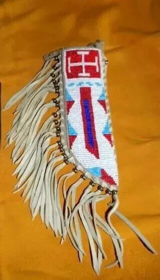 Beaded Indian Knife Cover Native American Sioux Handmade Sheath 15 pieces Set