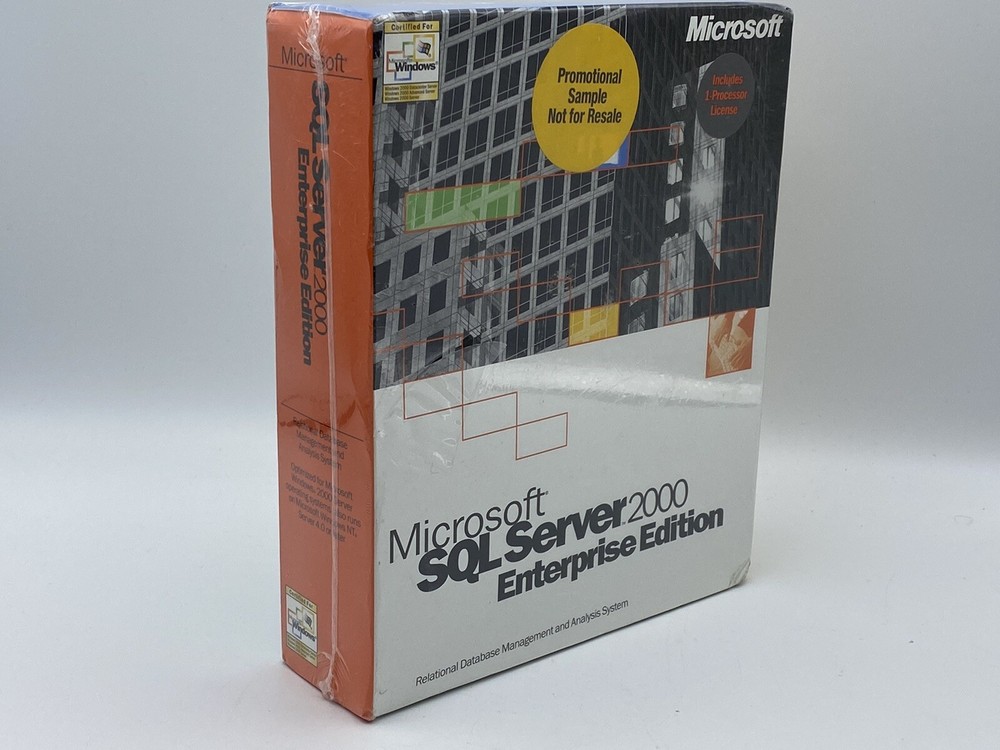 Microsoft SQL Server 2000, SKU 810-01407, Sealed Retail Box, 1-Processor License