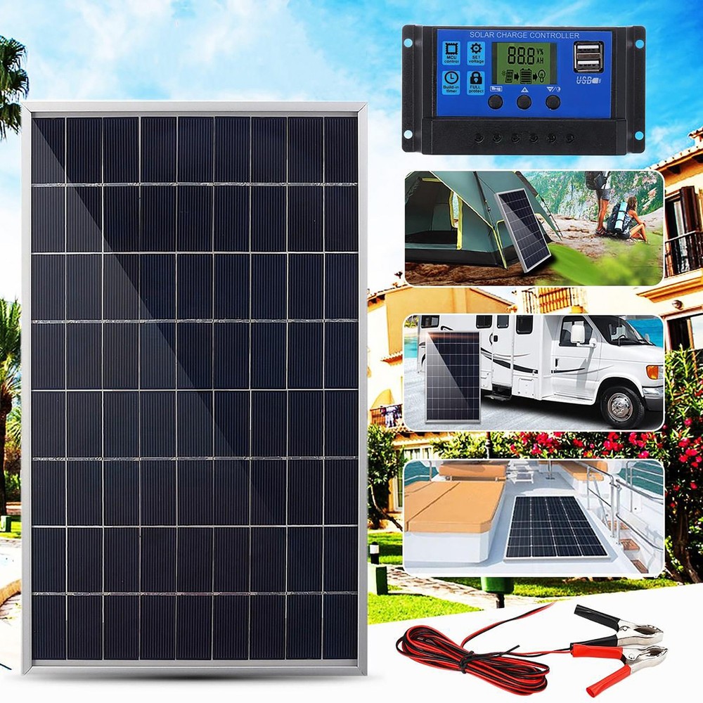 4PCS Solar Panel 12V Solar Battery Trickle Charger 100A W/ Controller Maintainer