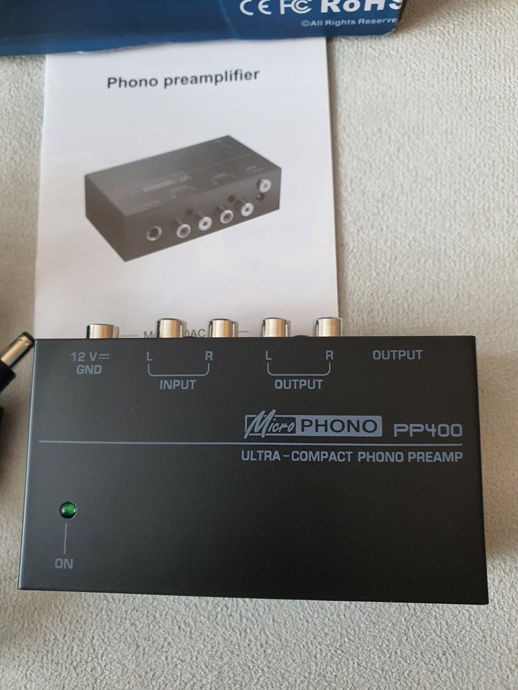 LiNKFOR Phono Preamplifier PP400 + Power Adapter RCA Input Output for Turntable