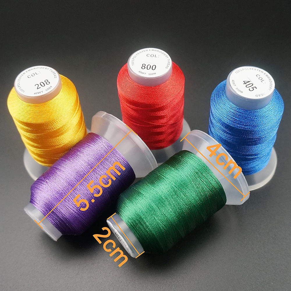 63 Colors Compatible with Brother Polyester Embroidery Machine Thread Kit 500M (