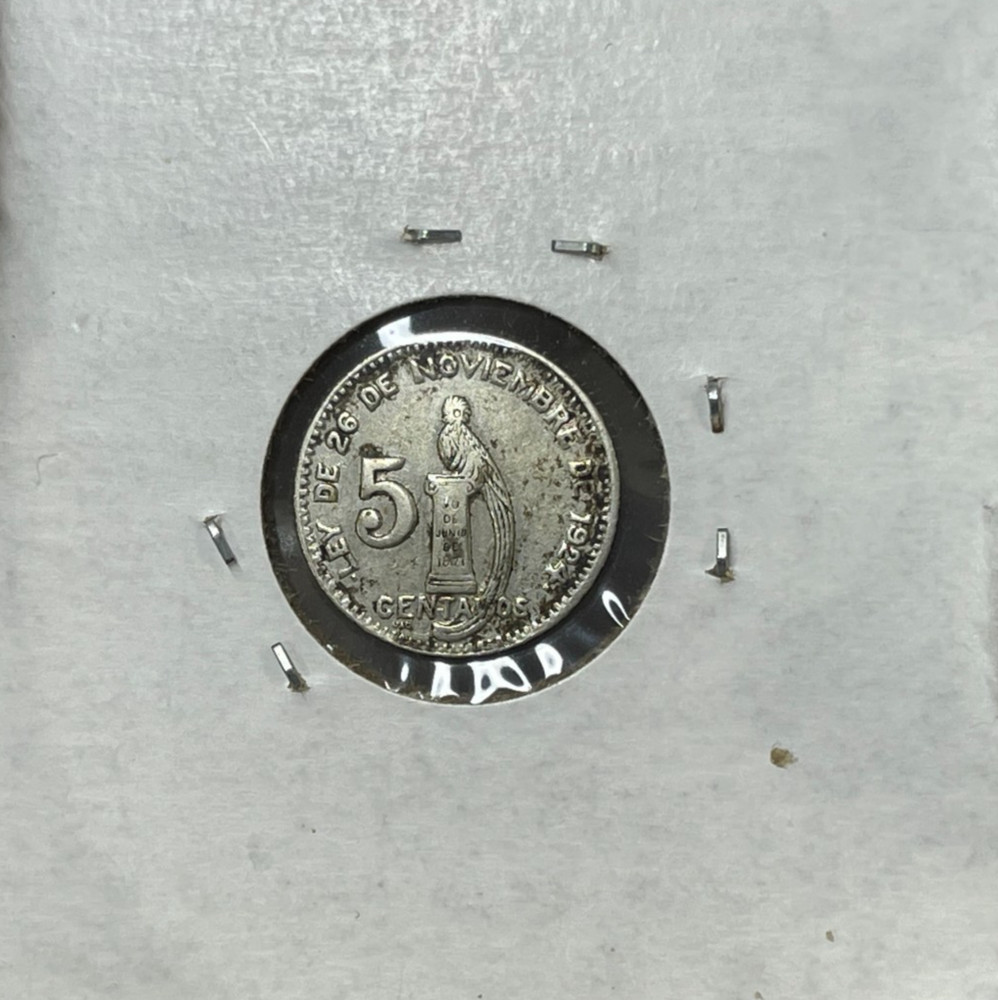 1944 Guatemala 5 Centavos Silver Coin
