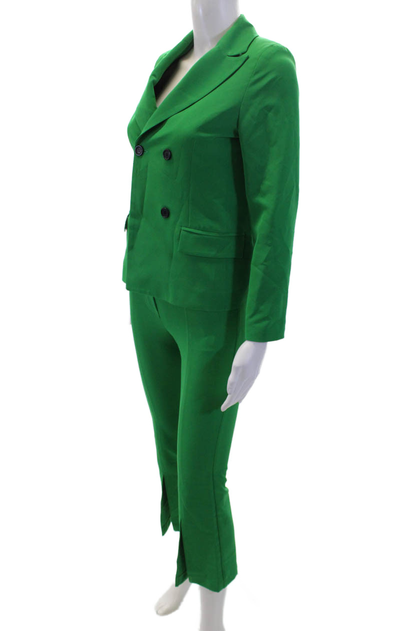 MSGM Kids Childrens Girls Double Breasted High Rise Pant Suit Green Size 10/12