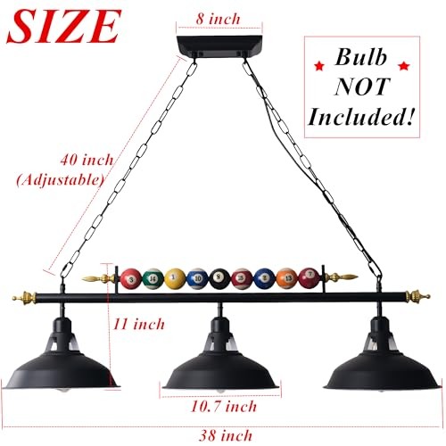 Billiard Pool Table Lights Hanging Over Pool Table with Billiard Ball 3 Lights