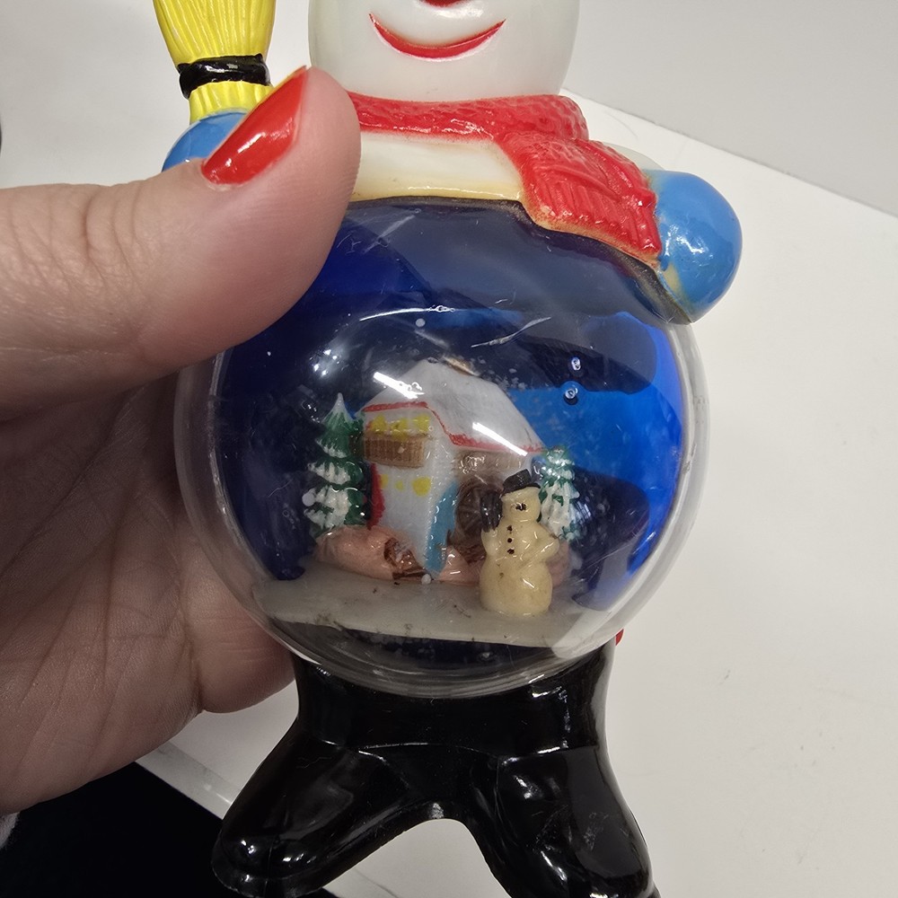 Vintage MCM Snowman Snow Globe Plastic Belly