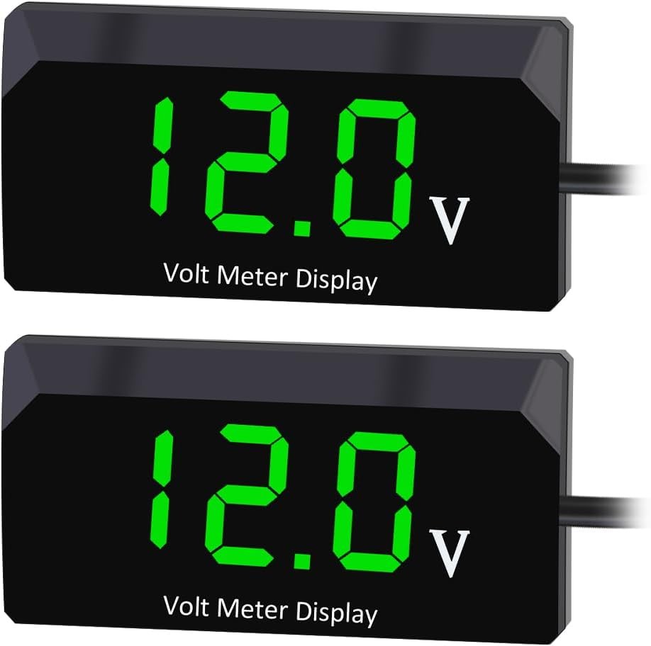 Mandark Digital Voltmeter DC 4-28V, 2PCS Waterproof 12V LED Voltage Meter, Auto