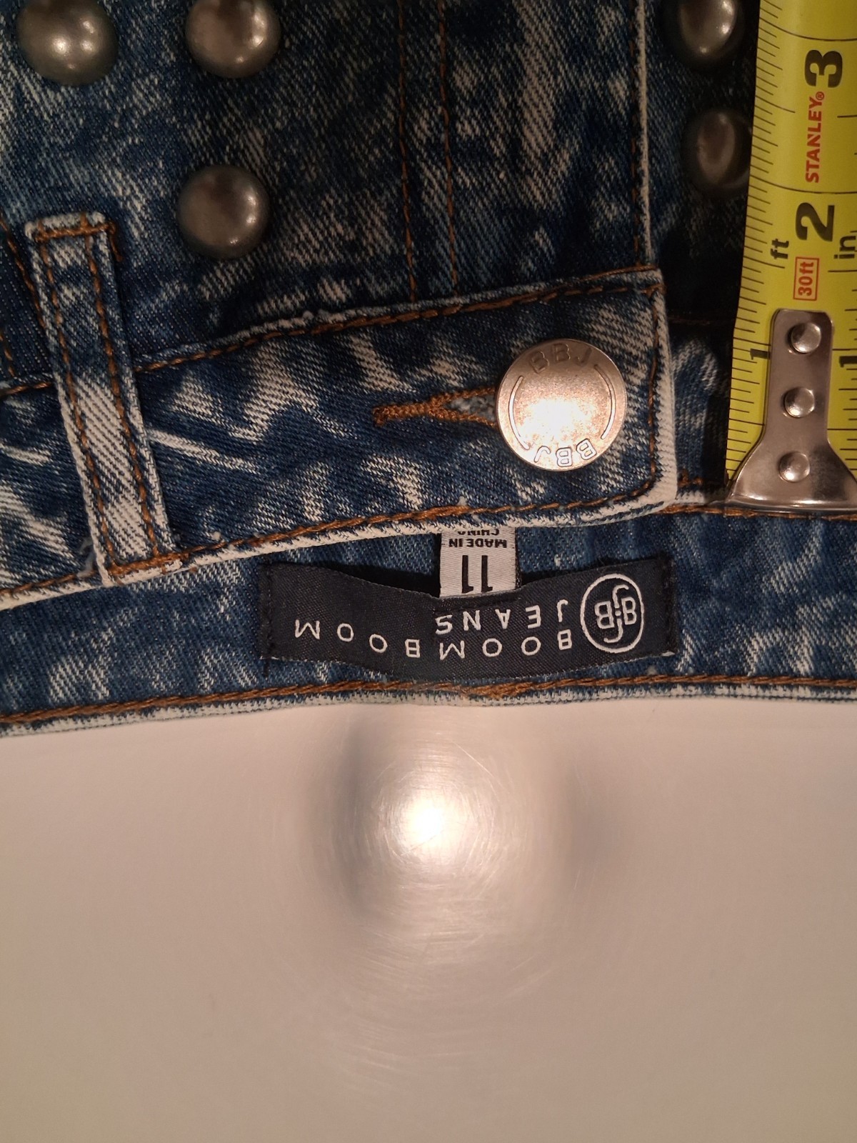 Boom Boom Jeans Studded Denim Shorts Size 11 Junior Acid Wash 100% Cotton...