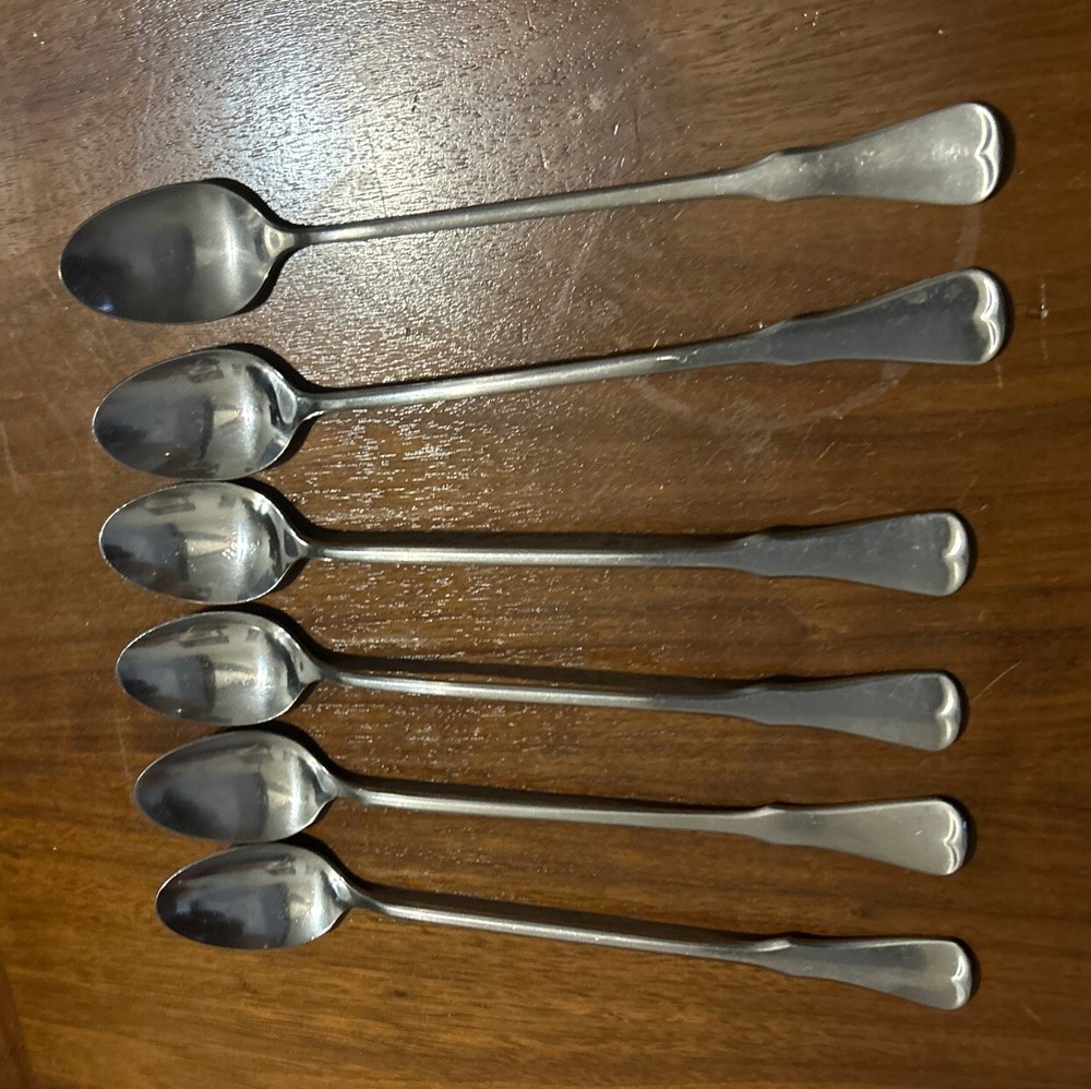 6 Iced Tea Spoons ONEIDA Community PATRICK Henry Stainless Flatware