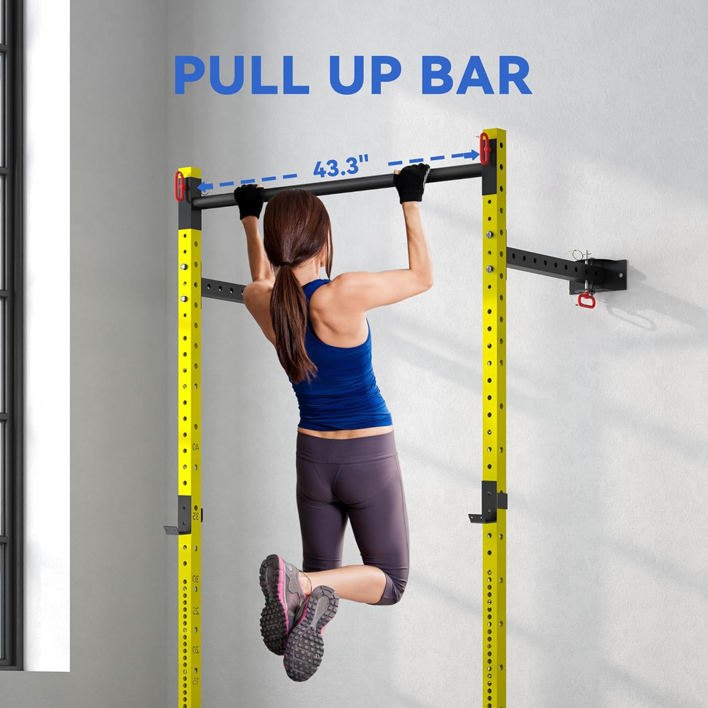 Soozier Folding Squat Rack with Adjustable Pull-Up Bar, 1000 Pounds Capacity Wal