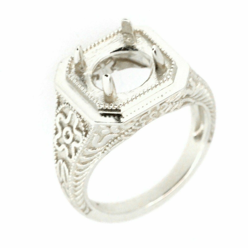 Sterling Silver Semi Mount Ring Setting Round RD 8x8mm