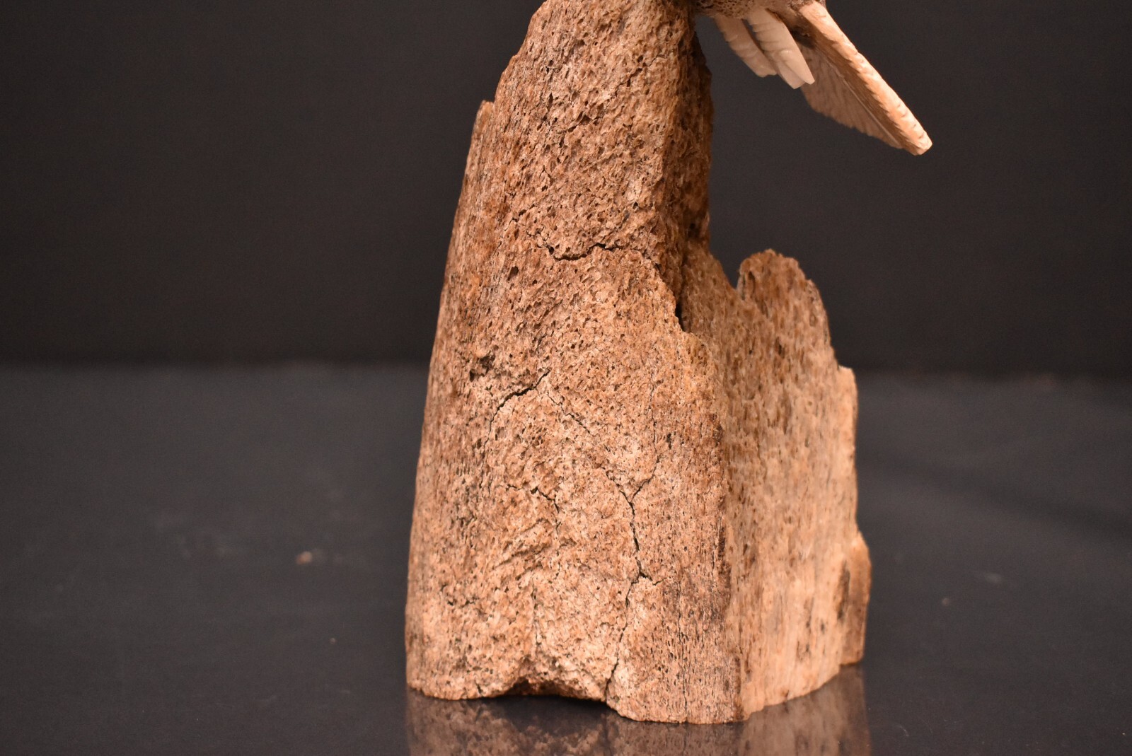 INUIT Figure Fossilized BUFFALO BONE CARVED EAGLE Northwest Coast Sculpture