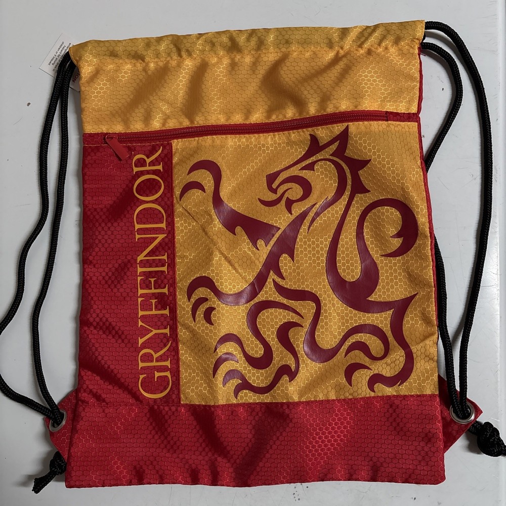 Universal Studios Harry Potter Mascot Gryffindor Drawstring Backpack Bag NWT