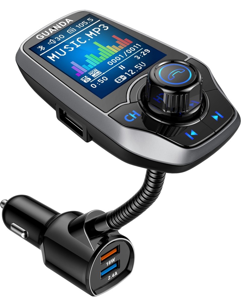 Bluetooth 5.3 FM Transmitter Car Adapter, Hands-Free Calling, USB Fast Charging,