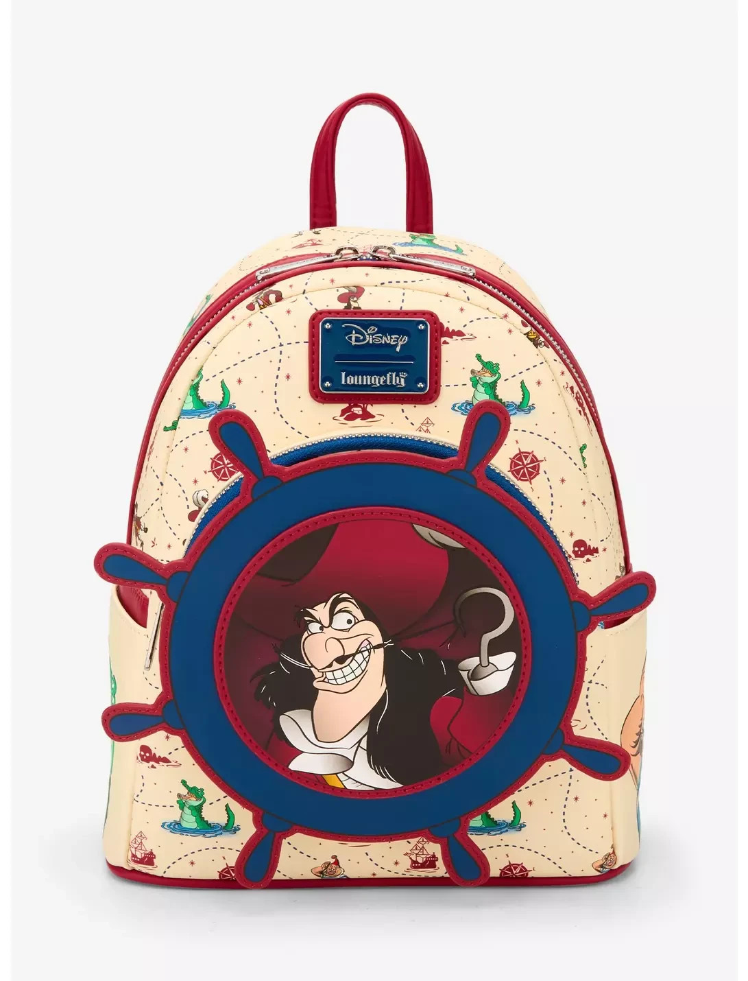 Loungefly Disney Peter Pan Captain Hook Ship Wheel Rotating Mini Backpack