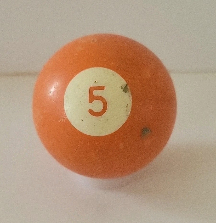 Vintage No. 5 Solid Orange Pool Ball Billiard 2" Replacement (C)