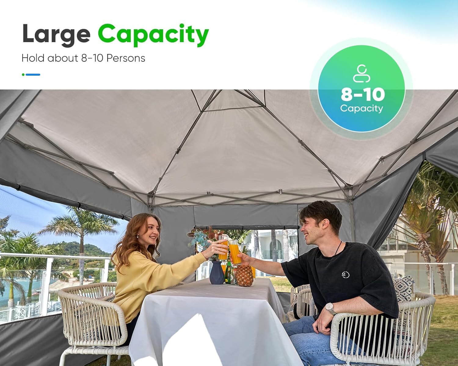 Quictent Waterproof 8x8 Pop up Canopy Tent with Sidewalls and Roll-up Windows