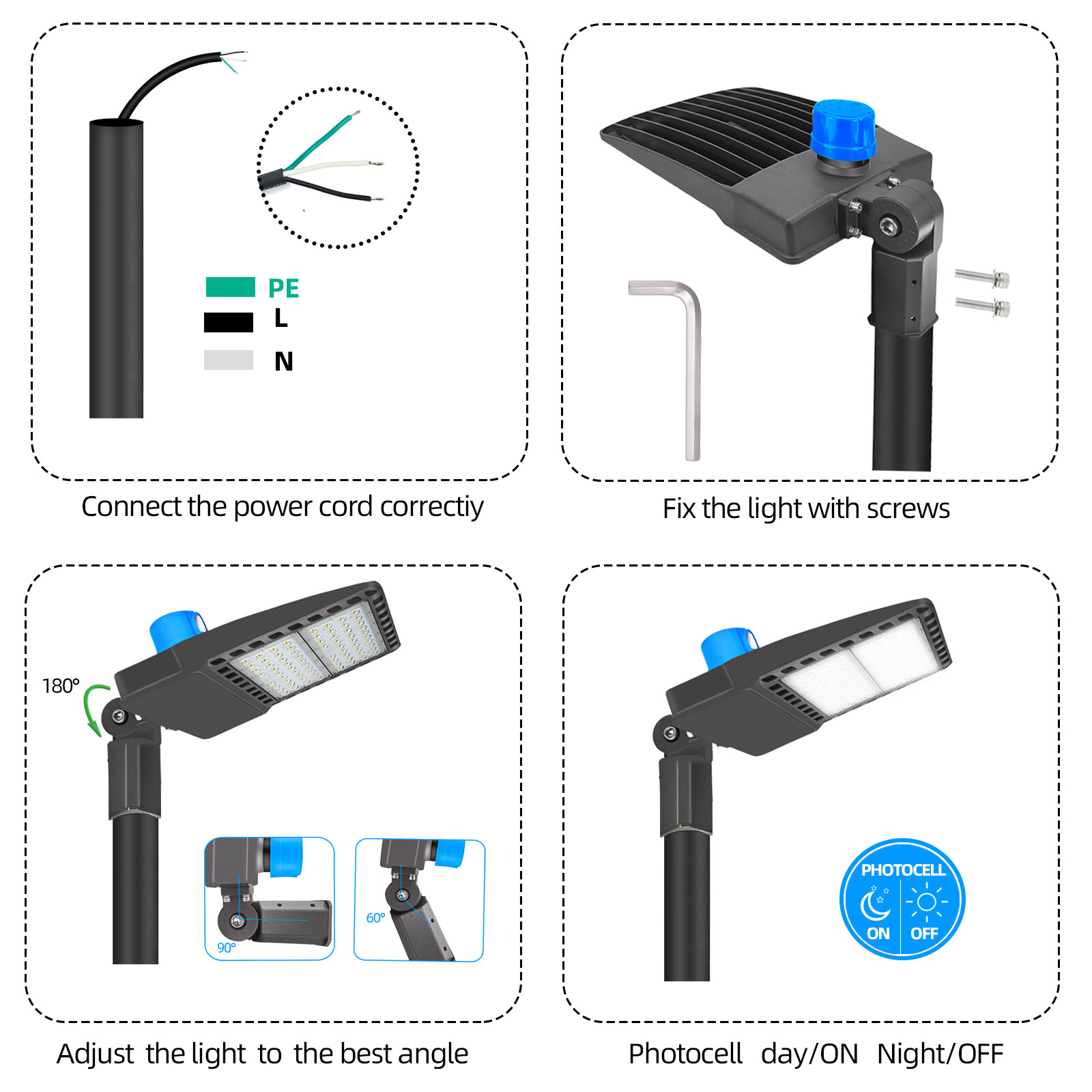 LED Parking Lot Lights 200W 300W Module Street Pole fixture Shoebox Area Light