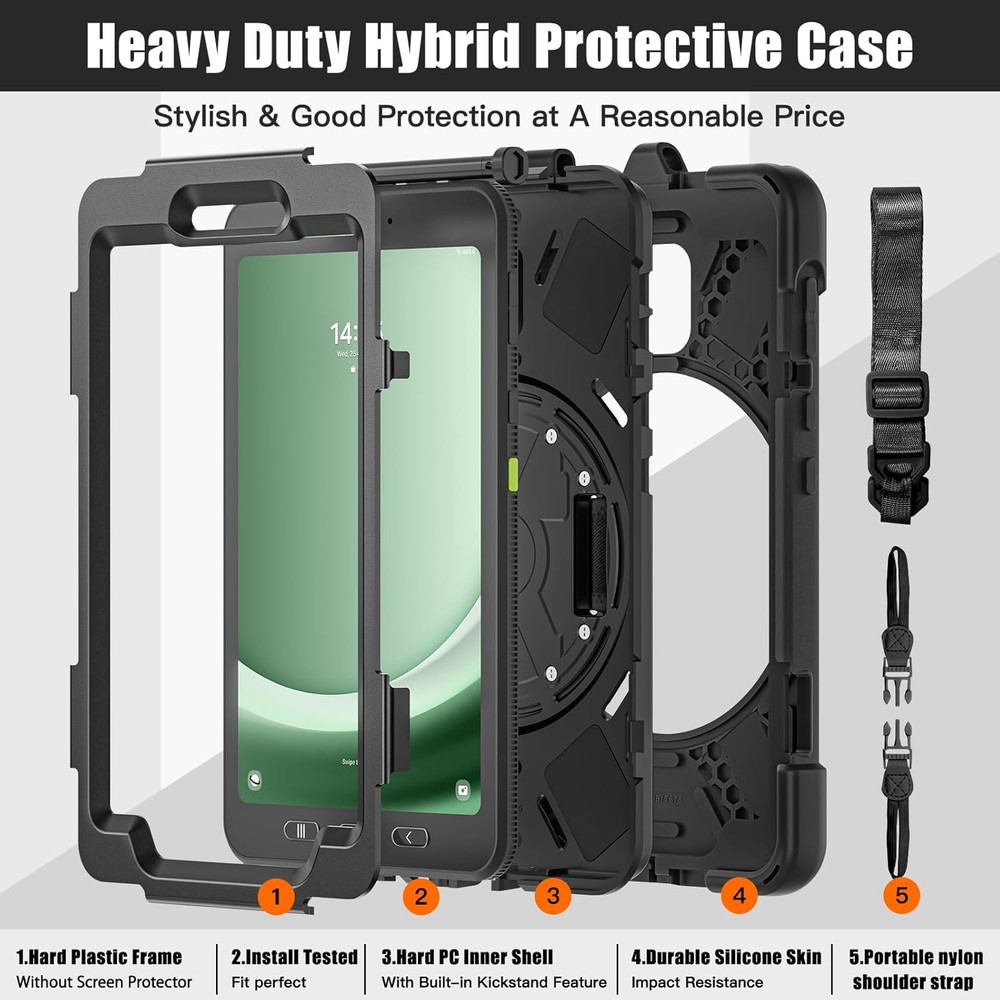 Samsung Galaxy Tab Active5/Active 3 8.0 Case, with 360 Stand, Handle Hand Strap